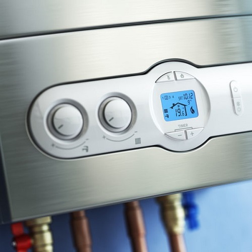 Tankless Water Heater With a Blue Background