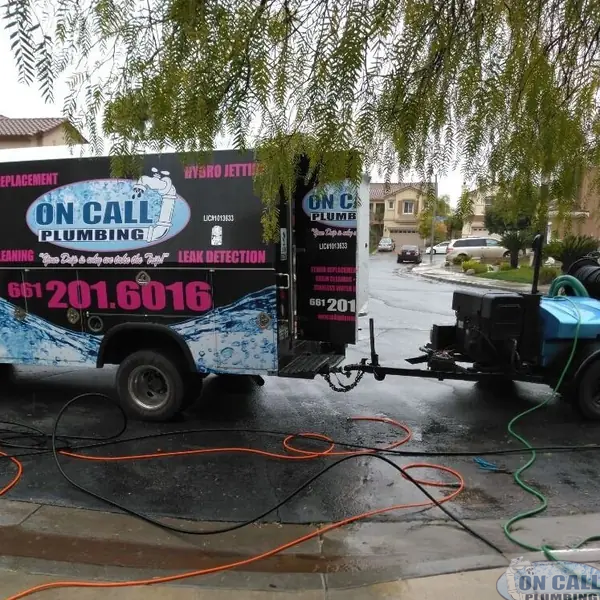 On Call Plumbing jetting trailer on an emergency call