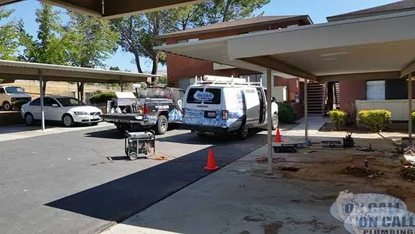 On Call Plumbing van at a commercial property